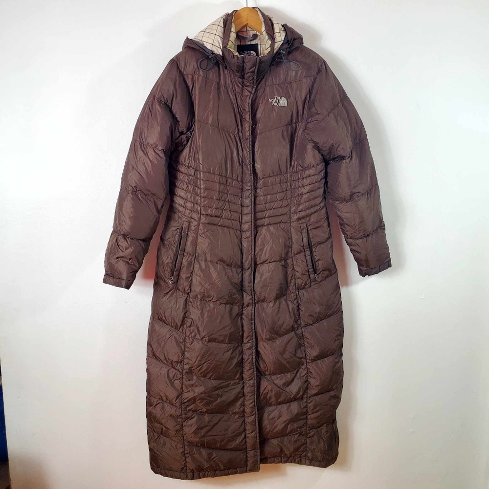 The North Face Parka 600 Down Metropolis Hooded Long Puffer Coat Brown L